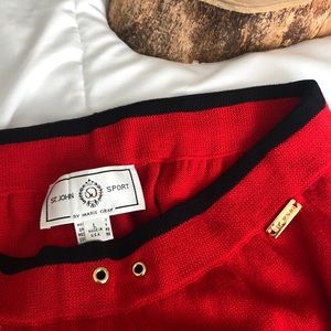 St. John Sport Red Knit Wide Leg Sweat Pant L